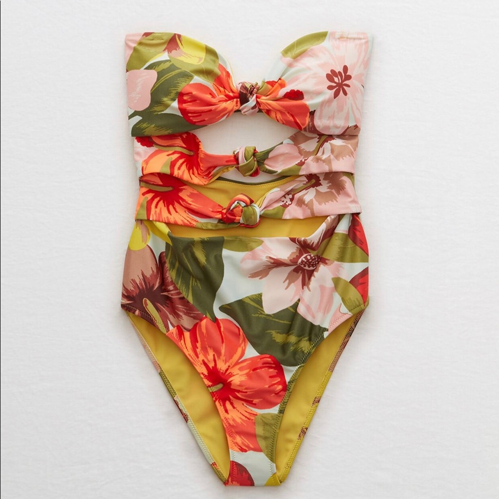 🆕 [aerie] triple knot floral one piece swimsuit - Picture 2 of 16